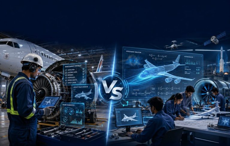 Comparison chart of AME versus B.Tech Aeronautical Engineering career paths